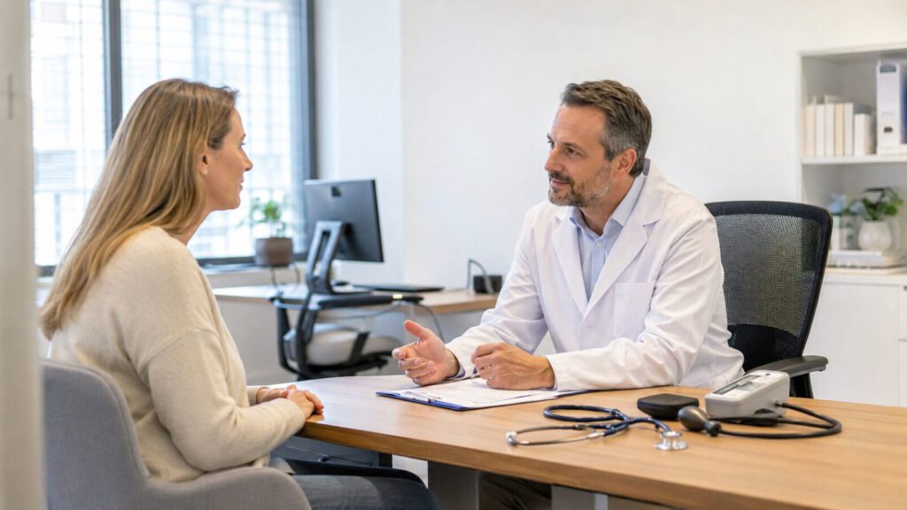 Arbeitsmedizinische Beratung in einem modernen Untersuchungs- und Beratungsraum