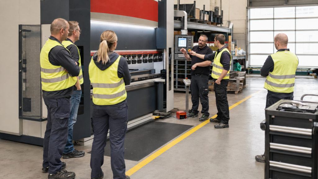Unterweisung zur sicheren Bedienung einer Maschine in einer Werkstatt